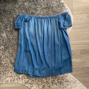 Anthropologie chambray off-shoulder top